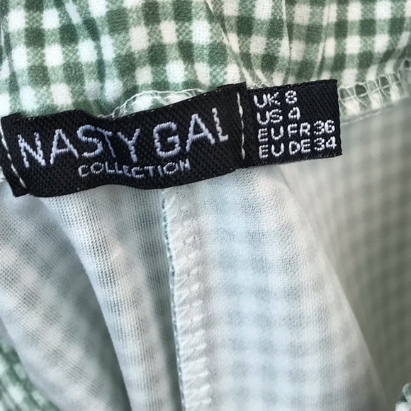 Nasty Gal Green Gingham Romper Shorts Sz 4 - Picture 8 of 13